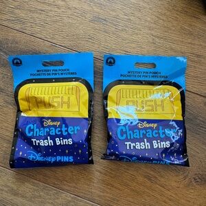 Disney Character Trash Bins Mystery Pin Pouch - Set of 2 bags